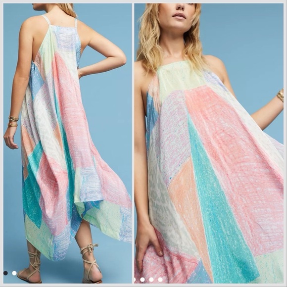Anthropologie Annette pastel patchwork maxi midi dress, M/L. - Picture 2 of 7